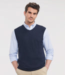 Russell Collection Sleeveless Cotton Acrylic V Neck Sweater-1