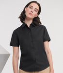 Russell Collection Ladies Short Sleeve Easy Care Oxford Shirt | Black-2
