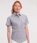 Russell Collection Ladies Short Sleeve Easy Care Oxford Shirt | Black-1