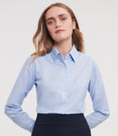 Russell Collection Ladies Long Sleeve Herringbone Shirt-2