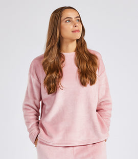 Brand Lab Ladies Plush Fleece Crew Neck Sweatshirt