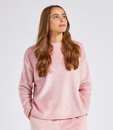 Brand Lab Ladies Plush Fleece Crew Neck Sweatshirt