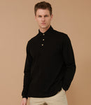 Henbury Long Sleeve Cotton Pique Polo Shirt-1