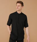 Henbury Mandarin Roll Sleeve Anti-Bac Wicking Shirt | Black-2