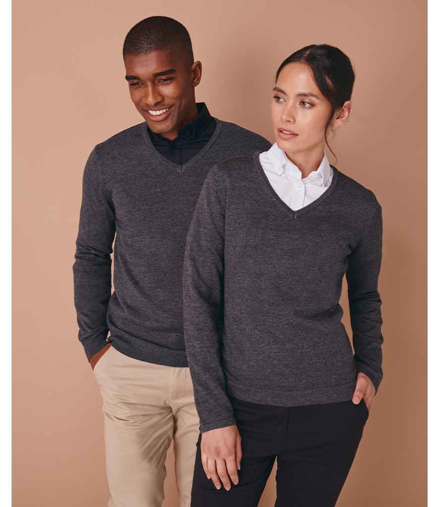 Henbury Lightweight Cotton Acrylic V Neck Sweater