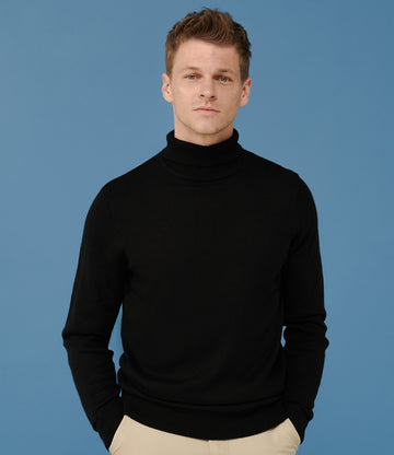 Henbury Roll Neck Sweater | Black