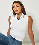 Kustom Kit Ladies Proactive Sleeveless Cotton Pique Polo Shirt-1