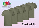 Fruit of The Loom Super Premium T-shirt Olive Green pack of 5-1