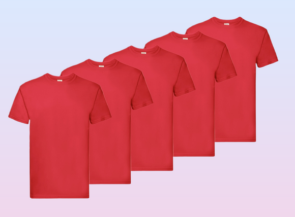 Fruit of The Loom Super Premium T-shirt Red pack of 5