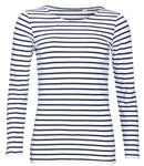 SOL'S Ladies Marine Long Sleeve Striped T-Shirt-2