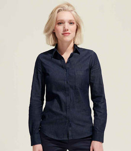 SOL'S Ladies Barry Long Sleeve Denim Shirt | Denim Brut