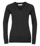 Russell Collection Ladies Cotton Acrylic V Neck Sweater-2