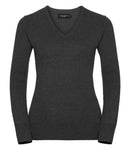Russell Collection Ladies Cotton Acrylic V Neck Sweater-8