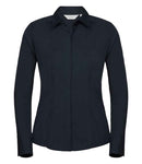 Russell Collection Ladies Long Sleeve Fitted Poplin Shirt-11