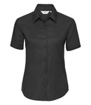 Russell Collection Ladies Short Sleeve Easy Care Oxford Shirt | Black-4