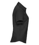 Russell Collection Ladies Short Sleeve Easy Care Oxford Shirt | Black-6