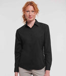 Russell Collection Ladies Long Sleeve Easy Care Poplin Shirt-1