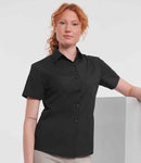 Russell Collection Ladies Short Sleeve Easy Care Poplin Shirt-1