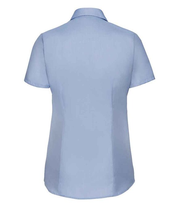 Russell Collection Ladies Short Sleeve Herringbone Shirt