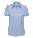 Russell Collection Ladies Short Sleeve Herringbone Shirt-5