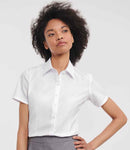 Russell Collection Ladies Short Sleeve Herringbone Shirt-1