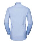 Russell Collection Long Sleeve Contrast Herringbone Shirt-6