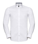 Russell Collection Long Sleeve Contrast Herringbone Shirt-2