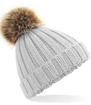 Beechfield Junior Faux Fur Pom Pom Chunky Beanie-4