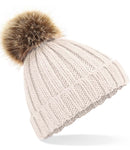 Beechfield Junior Faux Fur Pom Pom Chunky Beanie-2