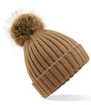 Beechfield Faux Fur Pop Pom Chunky Beanie-10