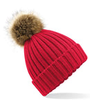 Beechfield Faux Fur Pop Pom Chunky Beanie-4