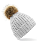 Beechfield Faux Fur Pop Pom Chunky Beanie-6