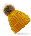 Beechfield Faux Fur Pop Pom Chunky Beanie-7