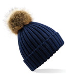 Beechfield Faux Fur Pop Pom Chunky Beanie-8