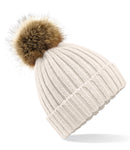Beechfield Faux Fur Pop Pom Chunky Beanie-2