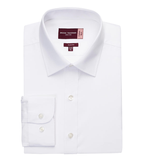 Brook Taverner Alba Long Sleeve Slim Fit Poplin Shirt
