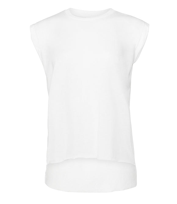 Bella Ladies Flowy Rolled Cuff Muscle T-Shirt