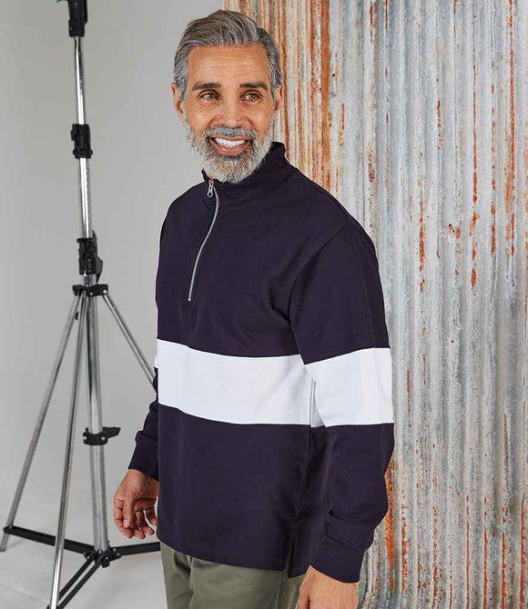 Front Row Panelled Zip Neck Top