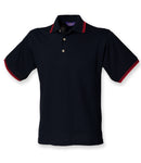 Henbury Contrast Double Tipped Cotton Piqué Polo Shirt-3