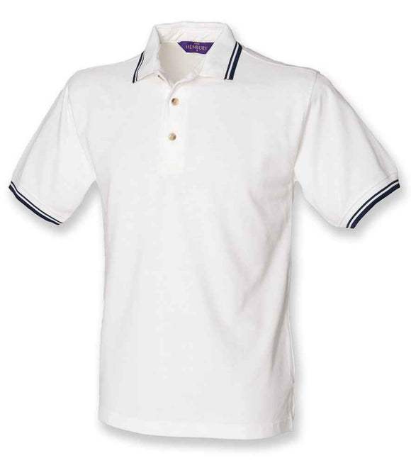 Henbury Contrast Double Tipped Cotton Piqué Polo Shirt