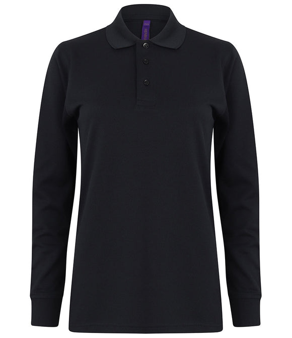 Henbury Unisex Long Sleeve Coolplus Piqué Polo Shirt