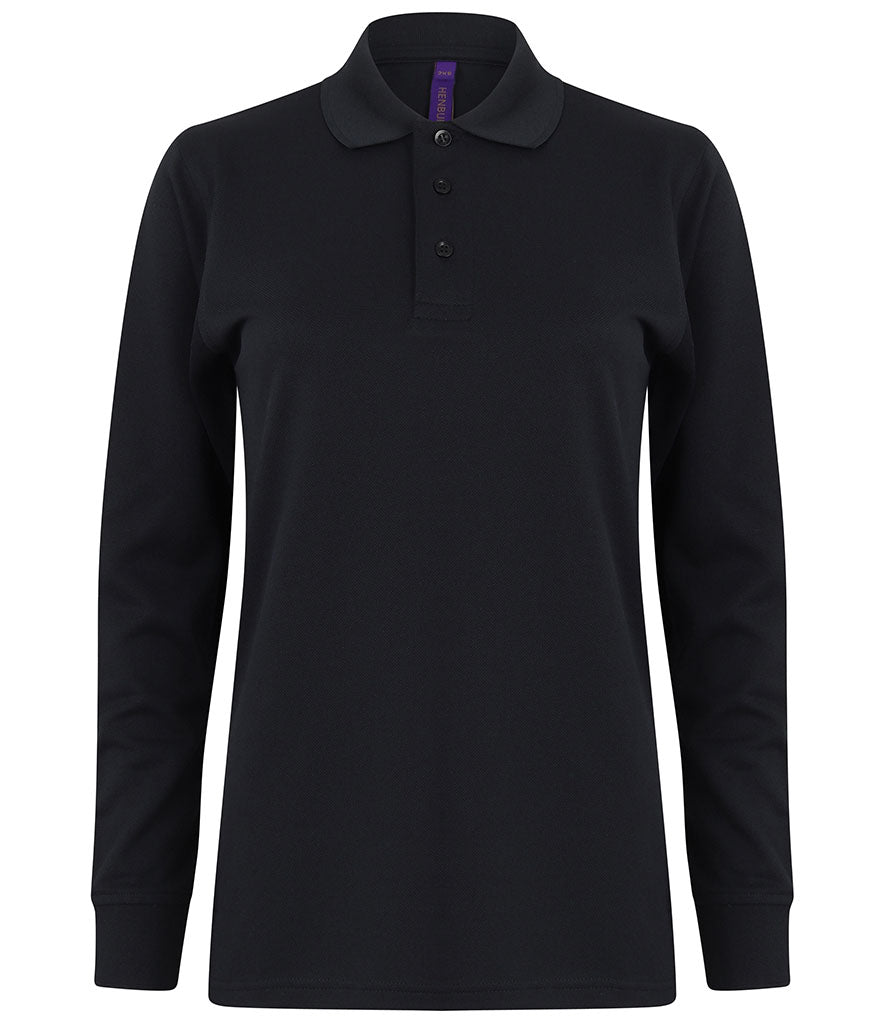 Henbury Unisex Long Sleeve Coolplus Piqué Polo Shirt