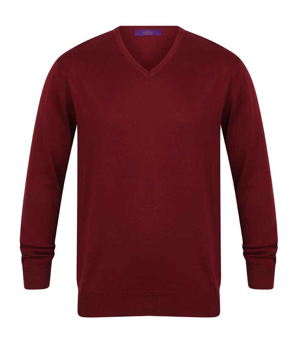 Henbury Lightweight Cotton Acrylic V Neck Sweater