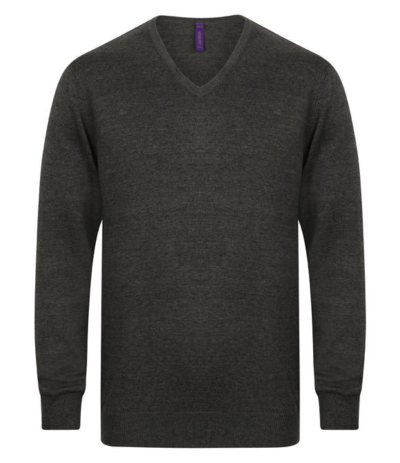 Henbury Lightweight Cotton Acrylic V Neck Sweater