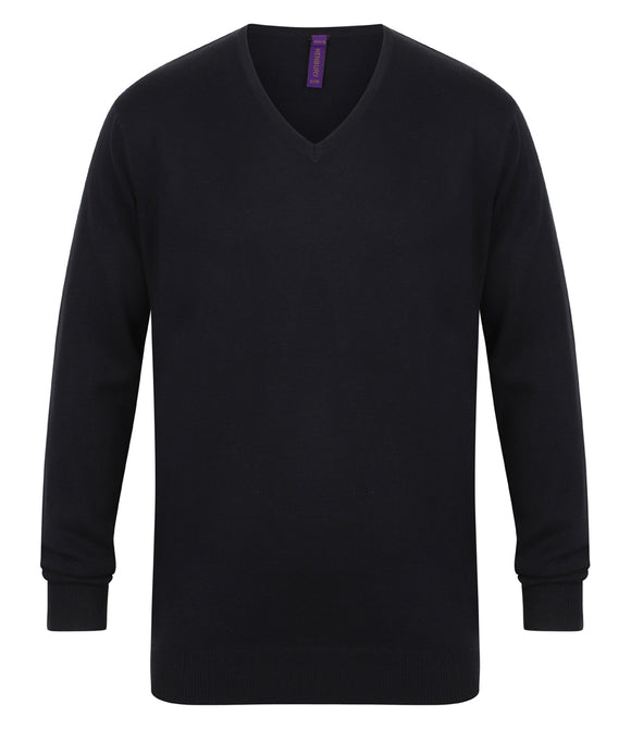 Henbury Lightweight Cotton Acrylic V Neck Sweater