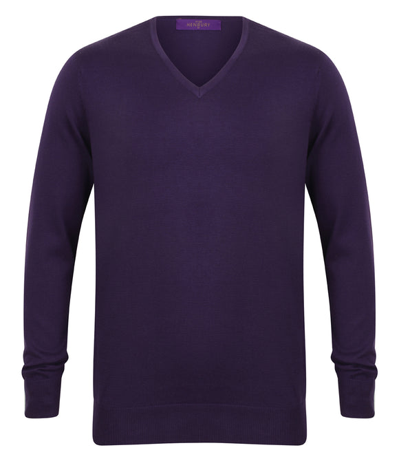 Henbury Lightweight Cotton Acrylic V Neck Sweater
