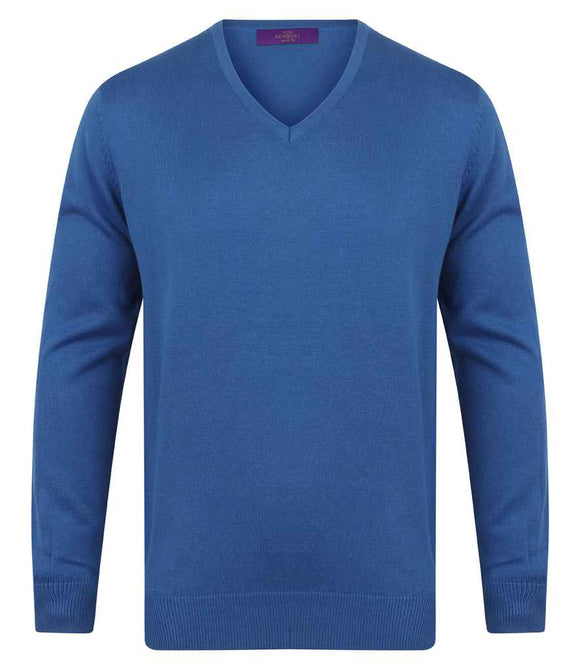 Henbury Lightweight Cotton Acrylic V Neck Sweater