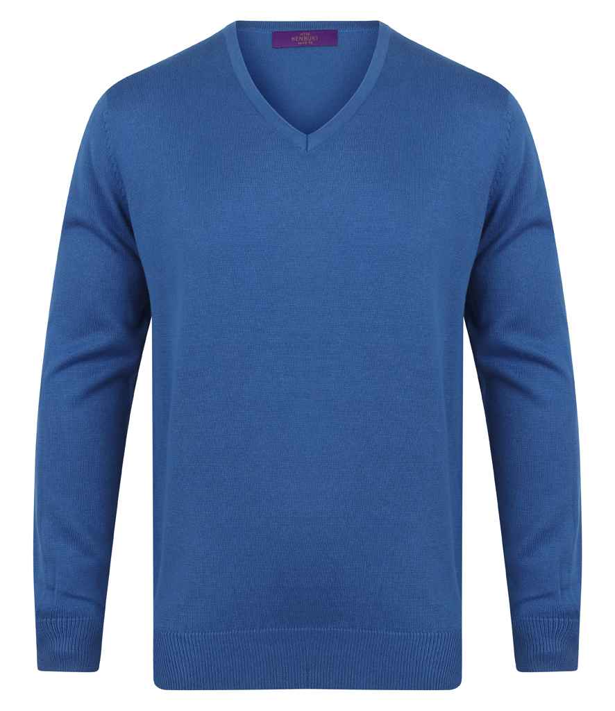Henbury Lightweight Cotton Acrylic V Neck Sweater