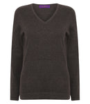 Henbury Ladies Lightweight Cotton Acrylic V Neck Sweater-5