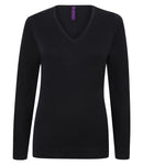 Henbury Ladies Lightweight Cotton Acrylic V Neck Sweater-6